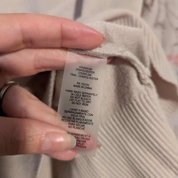 Sioni Long Sleeve Blouse | Women’s Medium | Knit Body + Sheer Floral Sleeves - Picture 4 of 5